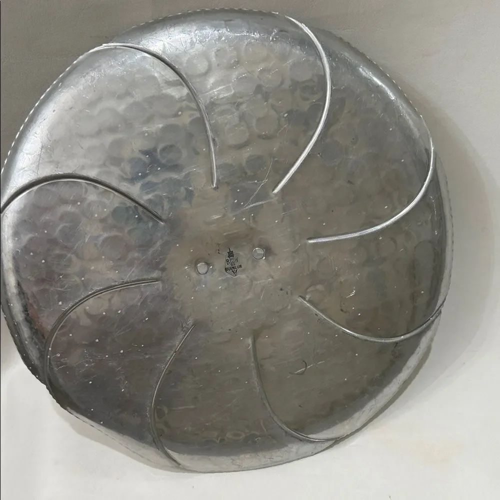 Buenilum Hammered Chic Silver Floral Serveware Platter Tray Vintage 13 1/2 In